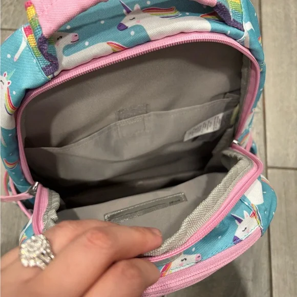 Pottery Barn Mackenzie Aqua Unicorn Parade Backpack Small Embroidered Madison - Picture 7 of 9